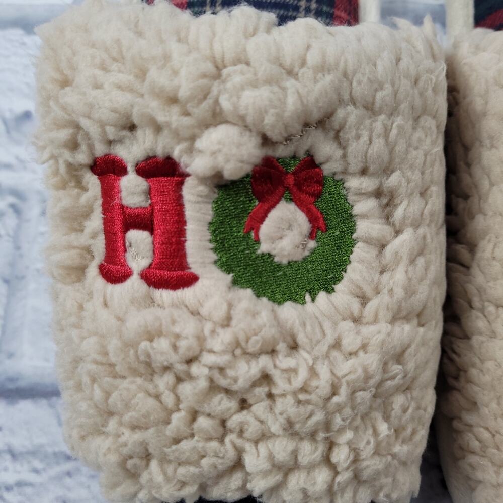 NWT "HO"ME Lane Holiday Faux Fur Dearfoams Cream Slide Slippers size XL (11-12) - Picture 3 of 15